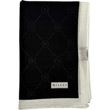 Vakko Pamuk Ipek Monogram Şal 42140-SIYAH Beyaz