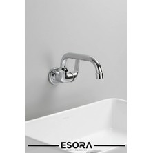 Esora Duvardan Tek Su Çıkışlı Oynar Borulu Mutfak Evye Musluk Bataryası