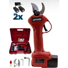 Optivex Çift Akülü Ağaç Odun Dal Budama Kesme Makinası Şarjlı Budama Makası Paslanmaz Bıçak