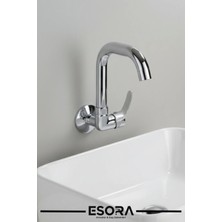 Esora Mix Tekli Duvardan Köşe Borulu Lavabo Bataryası Musluğu Çeşmesi