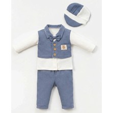 Biçomi Kasketli ve Yelekli 3’lü Erkek Bebek Takımı (6-18 Ay) - Bicomi