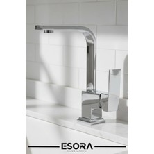Esora Krom Kare Kuğu Lavabo Bataryası 360° Döner Borulu