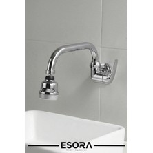 Esora Duvardan Tek Su Girişli 3 Fonksiyonlu Oynar Başlıklı Lavabo Musluğu