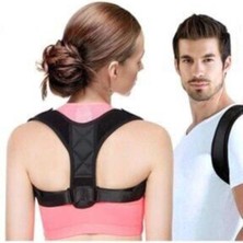 Allians Unisex Siyah Deri Desenli Ayarlanabilir Omuz Dik Duruş Korsesi