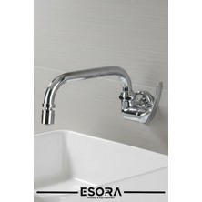 Esora Duvardan Tek Su Girişli Oynar Başlıklı Lavabo Musluğu Bataryası