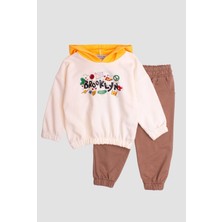 Chicsy Baby Brooklyn Yazı Baskılı Kapüşonlu Oversize Alt Üst Bebek Çocuk Eşorfman Takımı