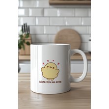 YasBey Design Sevimli Civciv Tasarımlı 330ML Baskılı Beyaz Seramik Kupa Bardak