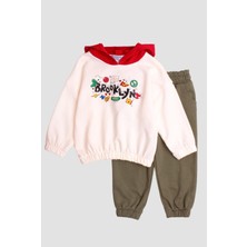 Chicsy Baby Brooklyn Yazı Baskılı Kapüşonlu Oversize Alt Üst Bebek Çocuk Eşorfman Takımı