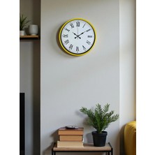 Bucuks Mey Ithalat® 36 cm Sarı Roma Rakamlı Duvar Saati