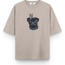 Overoz Köpek Baskılı Yarı Oversize Unisex T-Shirt 1021