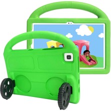 Kılıfist Galaxy T720 Tab S5E  Uyumlu Zore Wheel Car Tekerlek Standlı Tablet Eva Silikon Kılıf-Yeşil