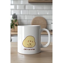 YasBey Design Sevimli Civciv Tasarımlı 330ML Baskılı Beyaz Seramik Kupa Bardak