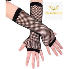 Bucuks Mey Ithalat® Siyah Renk Uzun File Eldiven - Örgü Eldiven Siyah Renk