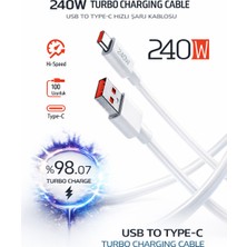 Ebotek Type-C 240W Xiaomi - Redmi - Mi - Note Tüm Seri ve Modellere Uyumlu Ultra Hızlı Turbo Şarj Kablosu
