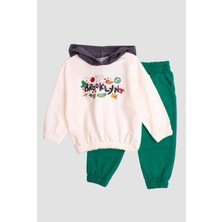 Chicsy Baby Brooklyn Yazı Baskılı Kapüşonlu Oversize Alt Üst Bebek Çocuk Eşorfman Takımı