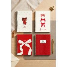 Notisyon A5 Spiralli Okul Defteri 120 Sayfa 4'lü Set, 2 Çizgili - 2 Kareli Defter, Notebook, Ders Programlı