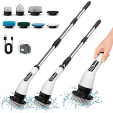 Sh Ticaret SN-26239 9'u 1 Arada Çok Amaçlı Kablosuz Şarjlı Temizlik Fırçası IP67 Yıkanabilir Başlık