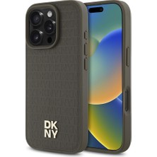 DKNY Apple iPhone 16 Pro Uyumlu Kılıf Orjinal Lisanslı M-safe Şarj Özellikli 3D Yazılı Repeat Pattern Kapak