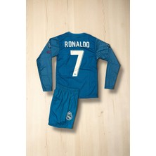 Çağrı Giyim Nostaljik Real Madrid Turkuaz Uzun Kollu Ronaldo Çocuk Forması