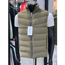 Erkek Dik Yaka Şişme Yelek Fermuarlı Slim Fit Günlük Spor Şişme Yelek Yeni Sezon