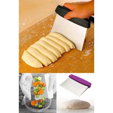 Privo Paslanmaz Çelik Ölçülü Hamur Kesici Kazıyıcı Mutfak Spatulası Pasta ve Kek Şekillendirme Aparatı