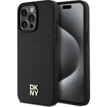 DKNY Apple iPhone 15 Pro Max Uyumlu Kılıf Orjinal Lisanslı M-safe Şarj Özellikli 3D Yazılı Repeat Pattern Kapak