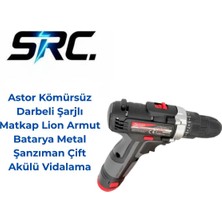 Astor Kömürsüz Darbeli Şarjlı Matkap Lion Armut Batarya Metal Şanzıman Çift Akülü Vidalama