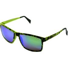 Italia Independent Italıa Independent 0113 55 037 Tortıse Havana Yeşil Kare Mavı Yeşil Aynalı Unısex Güneş Gözlüğü