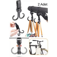 Privo 2’li Bebek Arabası ve Bisiklet Eşya Taşıma Kancası 360 Derece Döner Başlıklı Çok Amaçlı Çanta Askısı