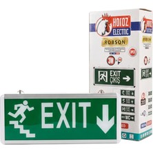 Pazarcan Horoz Robson 3W 160 Lümen Şarjlı Acil Merdiven Aşağı Çıkış Exit Levhası (2'li Paket)