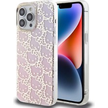 Apple iPhone 15 Pro Max Uyumlu Kılıf Hello Kitty Orjinal Lisanslı Renk Geçişli Elektroplating Kaplama Kitty Head Desenli Kapak