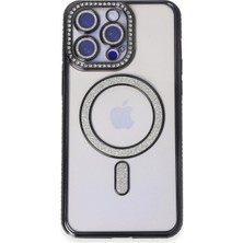 Mey İthalat Mey Ithalat®  iPhone 14 Pro Kılıf Joke Simli Magneticsafe Kılıf - Siyah
