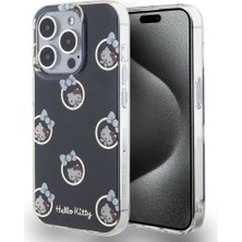 Apple iPhone 15 Pro Uyumlu Kılıf Hello Kitty Orjinal Lisanslı Elektroplating Kaplama Kabarcık Baskılı Kapak