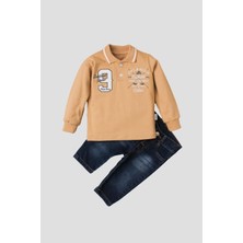 Kidex’s Baby Polo Bebek Takımı Yumuşak Kot Pantolonlu %100 Pamuklu