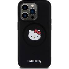 Apple iPhone 15 Pro Uyumlu Kılıf Hello Kitty Orjinal Lisanslı M-Safe Şarj Özellikli Kitty Head Deri Kapak