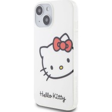 Apple iPhone 15 Uyumlu Kılıf Hello Kitty Orjinal Lisanslı Yazı ve Ikonik Logolu Kitty Head Kapak