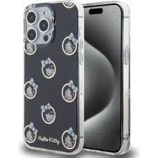 Apple iPhone 15 Pro Max Uyumlu Kılıf Hello Kitty Orjinal Lisanslı Elektroplating Kaplama Kabarcık Baskılı Kapak