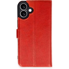 Mey İthalat Mey Ithalat®  iPhone 16 Kılıf Trend S Plus Kapaklı Kılıf - Kırmızı
