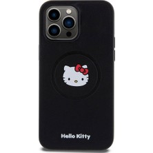 Hello Kitty Apple iPhone 15 Pro Max Uyumlu Kılıf Orjinal Lisanslı M-safe Şarj Özellikli Kitty Head Deri Kapak