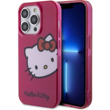 Apple iPhone 15 Pro Uyumlu Kılıf Hello Kitty Orjinal Lisanslı Yazı ve Ikonik Logolu Kitty Head Kapak
