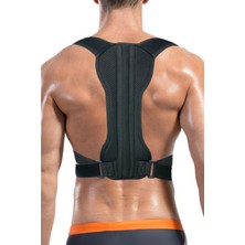 Allians Omuz Duruş Korsesi, Siyah Deri Desenli, Ayarlanabilir, Unisex Kemerli