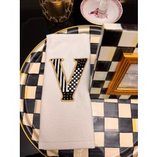 Geffprive Özel Tasarım Harf Nakışlı El Havlusu | Premium Seri 30X50 -V-