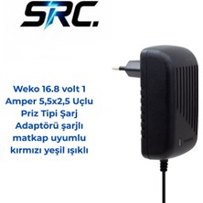 Weko 16.8VOLT 1AMPER 5,5x2,5 Uçlu Priz Tipi Şatj Adaptörü  Şarjlı Matkap Uyumlu Kırmızı Yeşil Işıklı Adaptör