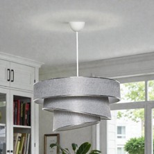 Elizim Home Lighting Pasta 3 Katlı Gri Abajur Sarkıt Avize