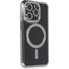 Mey İthalat Mey Ithalat®  iPhone 14 Pro Max Kılıf Joke Simli Magneticsafe Kılıf - Gri