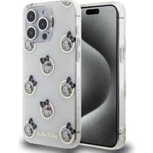 Apple iPhone 15 Pro Max Uyumlu Kılıf Hello Kitty Orjinal Lisanslı Elektroplating Kaplama Kabarcık Baskılı Kapak