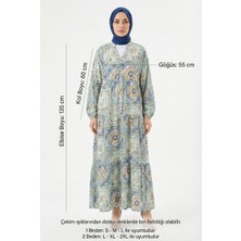 Kirazca Butik Kadın Modal Kumaş Desenli Kat Kat Tesettür Elbise