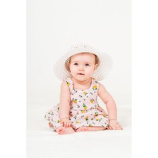 Chicsy Baby Tatlı Limon Desenli Şapkalı Fiyonklu Kız Bebek Elbisesi