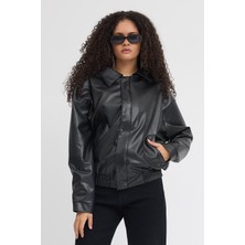 Prifaldi Pb Oversize Siyah Deri Ceket