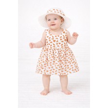 Chicsy Baby Tatlı Karpuz Desenli Şapkalı Fiyonklu Kız Bebek Elbisesi